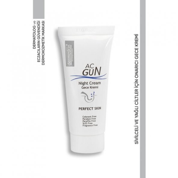 Dermoskin Acgun Sivilce ve Akneli Ciltler Için Onarıcı Gece Kremi 30 ml