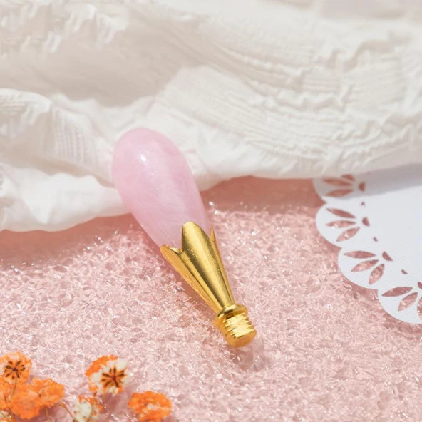 Mum Mühürü Sapı ABS Reçine Tomurcuk Simli Pembe M8 Dişli - Resim 2