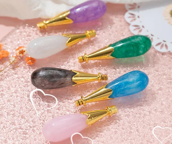 Mum Mühürü Sapı ABS Reçine Tomurcuk Simli Pembe M8 Dişli - Resim 4