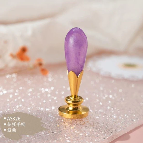 Mum Mühürü Sapı ABS Reçine Tomurcuk Simli Menekşe M8 Dişli - Resim 3