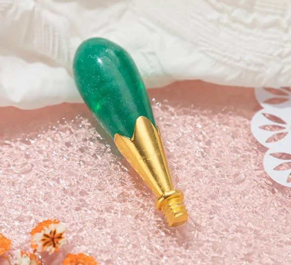 Mum Mühürü Sapı ABS Reçine Tomurcuk Simli Yeşil M8 Dişli - Resim 2