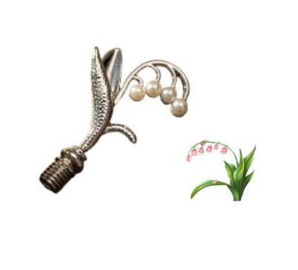 Mum Mühür Damga Kolu Premium Metal Çan Orkidesi Gümüş - Resim 3