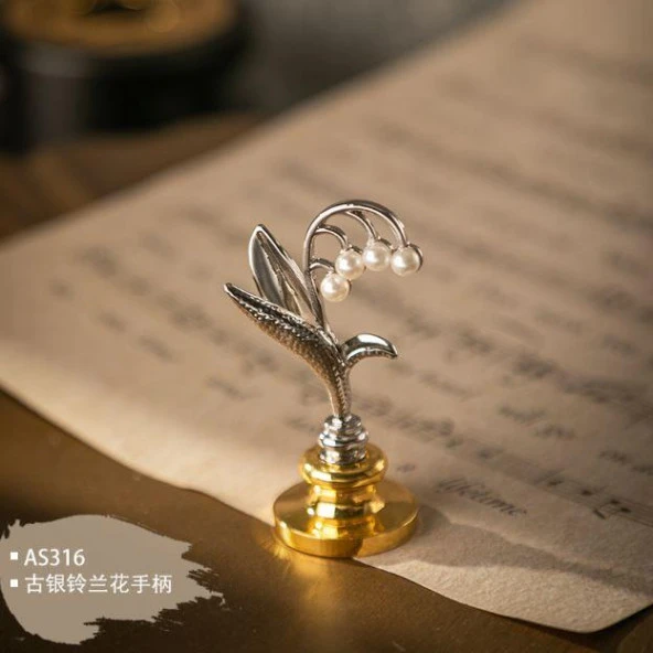 Mum Mühür Damga Kolu Premium Metal Çan Orkidesi Gümüş - Resim 4