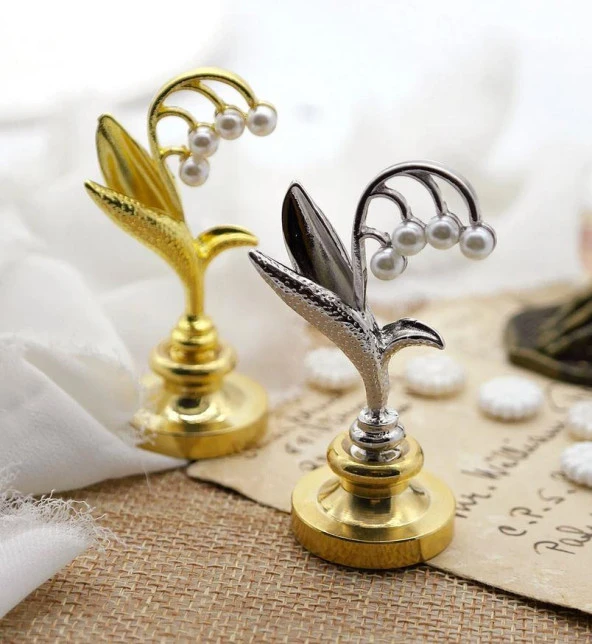 Mum Mühür Damga Kolu Premium Metal Çan Orkidesi Gümüş - Resim 6