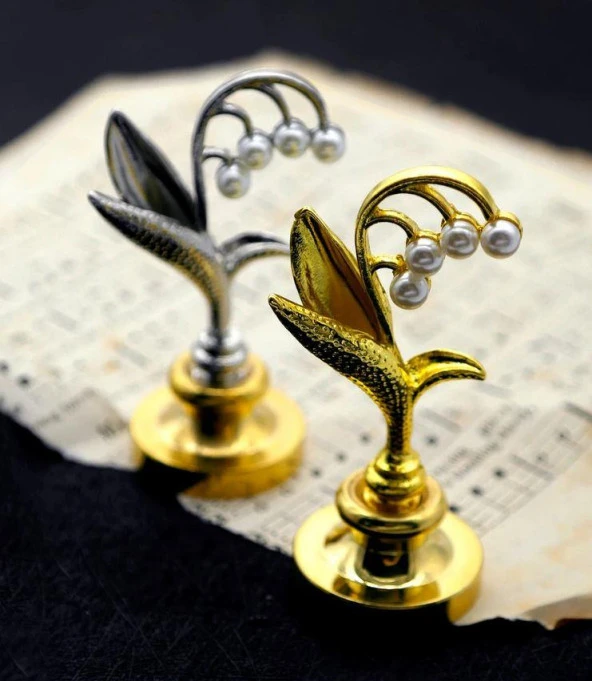 Mum Mühür Damga Kolu Premium Metal Çan Orkidesi Gümüş - Resim 8