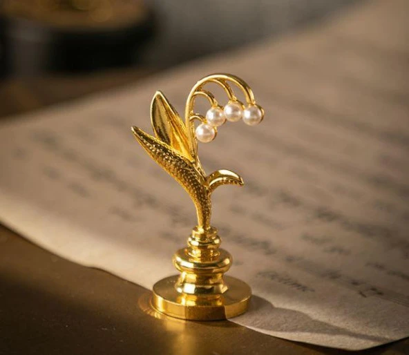 Mum Mühür Damga Kolu Premium Metal Çan Orkidesi Gold - Resim 3