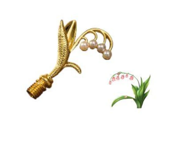 Mum Mühür Damga Kolu Premium Metal Çan Orkidesi Gold - Resim 6