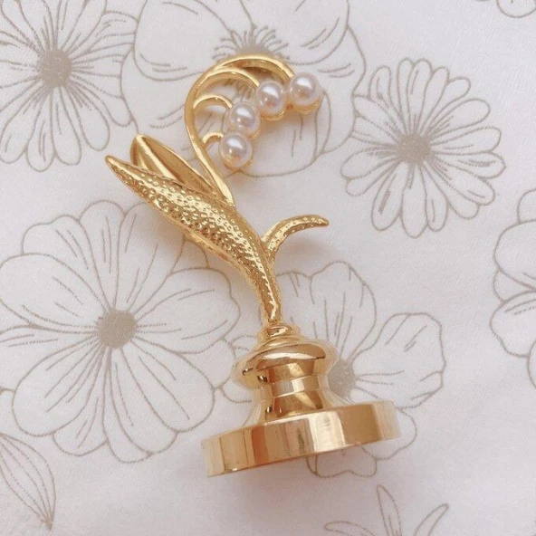 Mum Mühür Damga Kolu Premium Metal Çan Orkidesi Gold - Resim 7