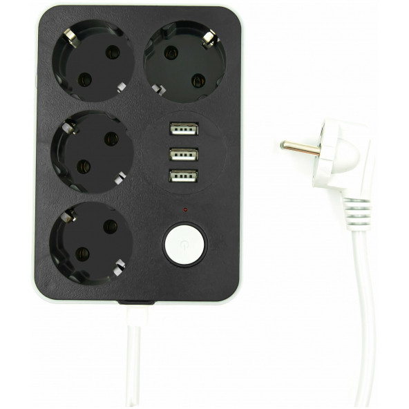 Akım Koruyuculu 3USB Port Hızlı Şarjlı  4Lü Priz - 3