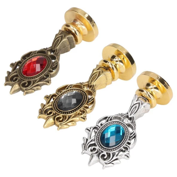 Kraliyet Mavi Taşlı Döküm Metal Mum Mühürü Sapı Antik Gümüş - Resim 11