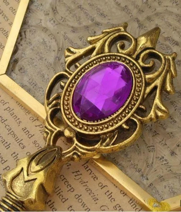 Kraliyet Bordo Taşlı Döküm Metal Mum Mühürü Sapı Antik Gold - Resim 7