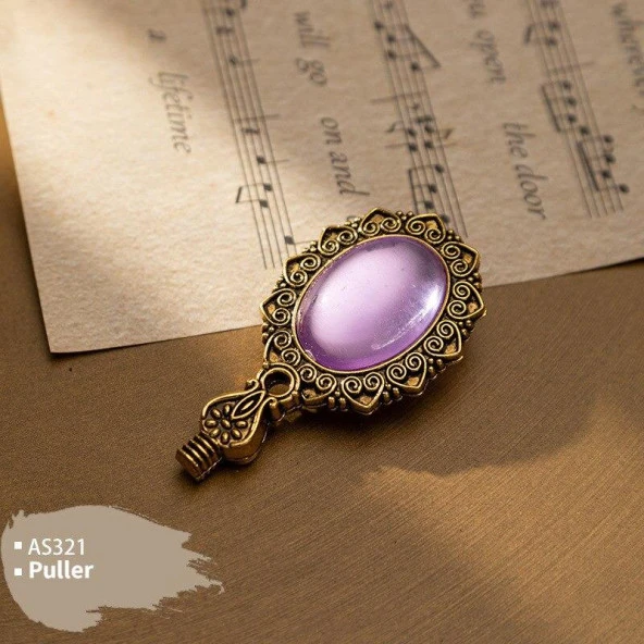 Kraliyet Lavanta Taşlı Döküm Metal Mum Mühürü Sapı Antik Gold - Resim 4