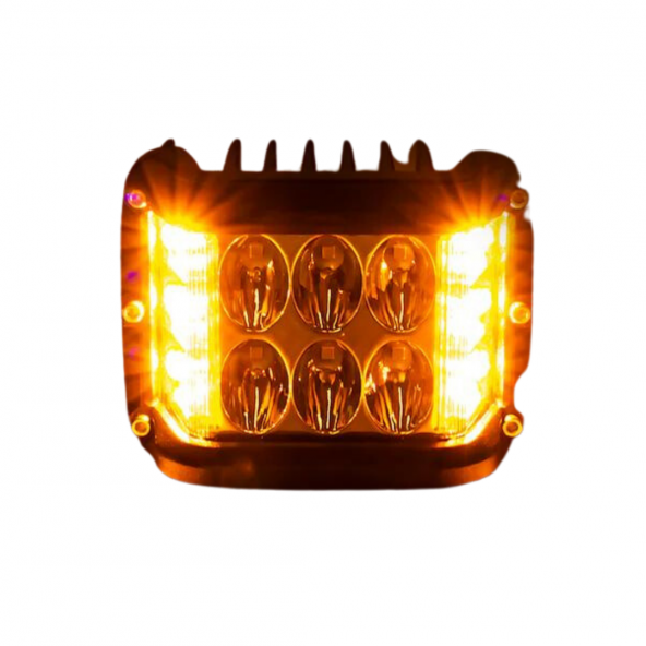 Off Road Motosiklet 45w 12 Led 10cm Beyaz Turuncu Çakarlı Kare Sis Farı Çalışma Lambası 2 Adet Sağ Sol - 2
