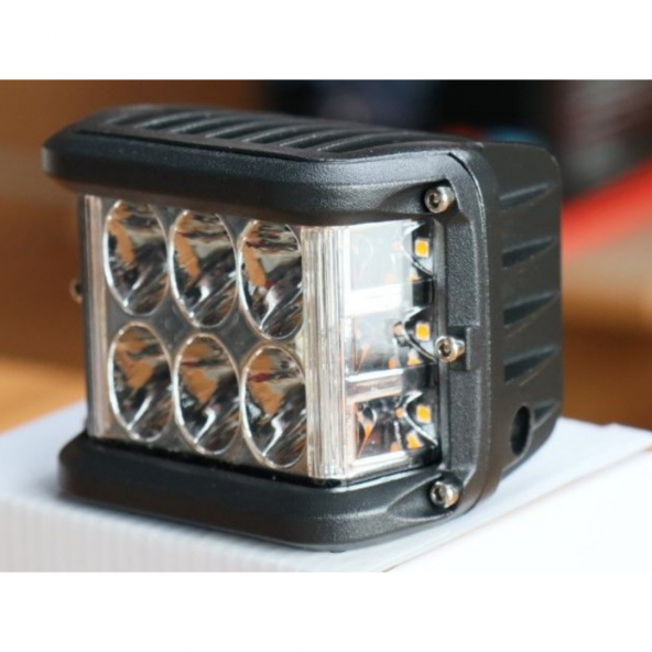 Off Road Motosiklet 45w 12 Led 10cm Beyaz Turuncu Çakarlı Kare Sis Farı Çalışma Lambası 2 Adet Sağ Sol - 3