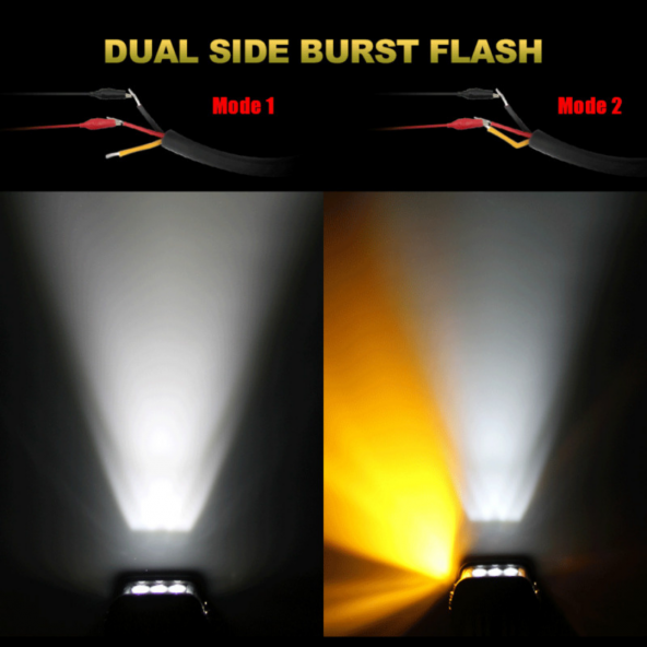 Off Road Motosiklet 45w 12 Led 10cm Beyaz Turuncu Çakarlı Kare Sis Farı Çalışma Lambası 2 Adet Sağ Sol - 12