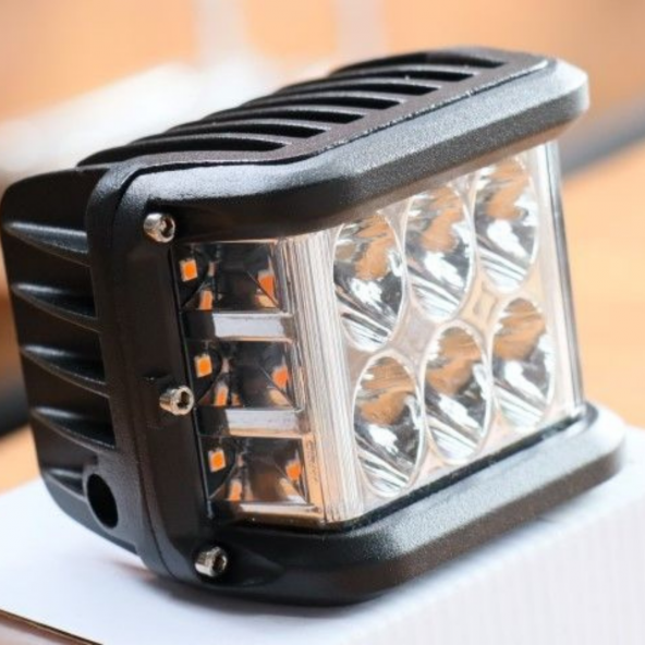 Off Road Motosiklet 45w 12 Led 10cm Beyaz Turuncu Çakarlı Kare Sis Farı Çalışma Lambası 2 Adet Sağ Sol - 4