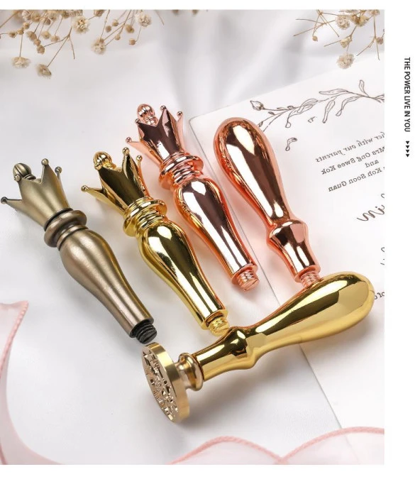 Mum Mühür Damga Kolu Premium Metal Kraliyet Tacı Rose Gold - Resim 7