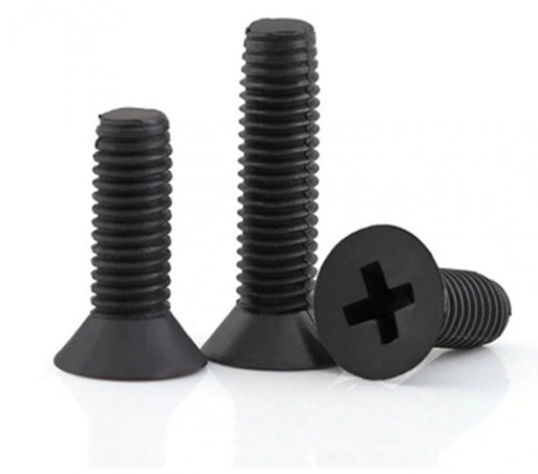 M3 X 12Mm Düz Başlı Plastik Civata Vida Siyah X 5 Adet (rf008)