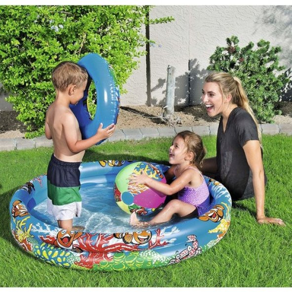 Bestway 51124 Çocuk Havuzu + Top + Simit Set - 3
