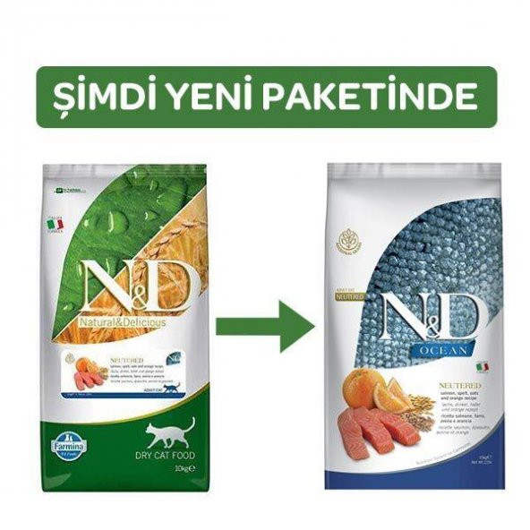 N&D Ocean Somonlu ve Portakallı Düşük Tahıllı Kısırlaştırılmış Kedi Maması 10kg