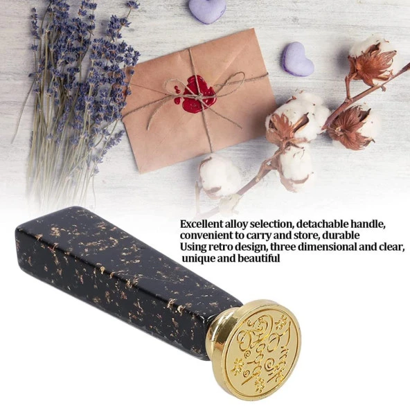 Mum Mühürü Sapı ABS Reçine El Yapımı Simli Siyah M8 Dişli - Resim 4