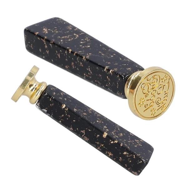 Mum Mühürü Sapı ABS Reçine El Yapımı Simli Siyah M8 Dişli - Resim 8