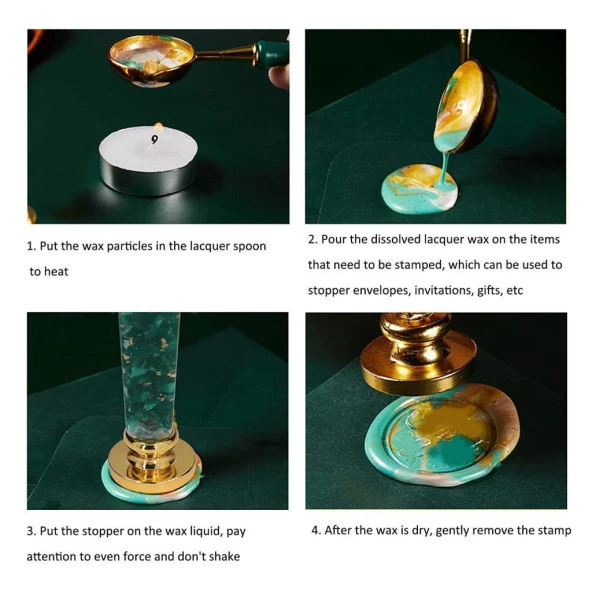 Mum Mühürü Sapı ABS Reçine El Yapımı Simli Yeşil M8 Dişli - Resim 5