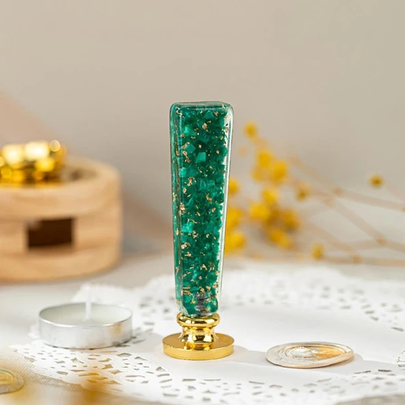 Mum Mühürü Sapı ABS Reçine El Yapımı Simli Yeşil M8 Dişli - Resim 7