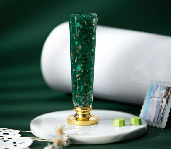 Mum Mühürü Sapı ABS Reçine El Yapımı Simli Yeşil M8 Dişli - Resim 8