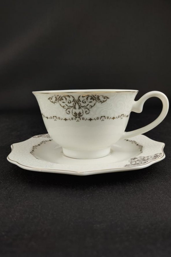 Digithome Porselen 6 Kişilik Çay Nescafe Fincan Takımı Yaldızlı RISE-200 62626 - Resim 4