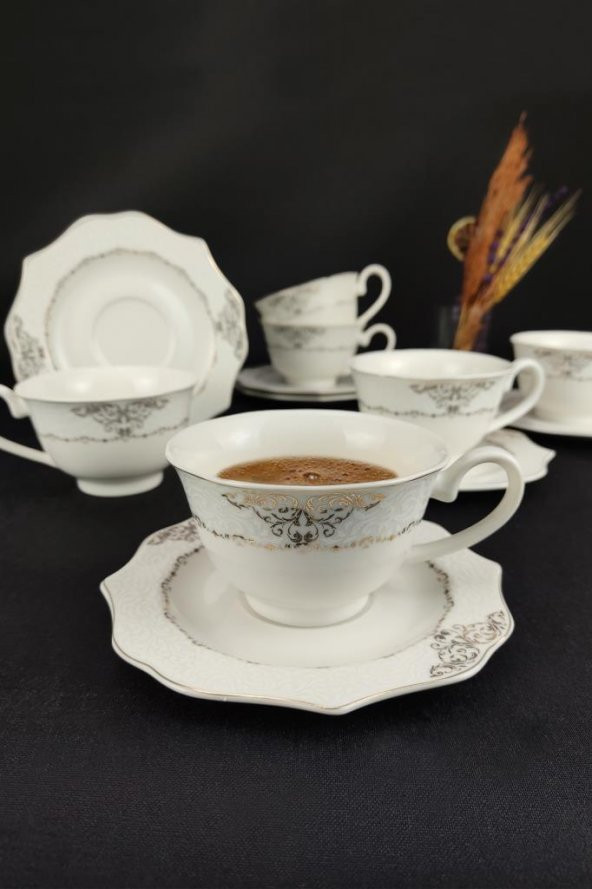 Digithome Porselen 6 Kişilik Çay Nescafe Fincan Takımı Yaldızlı RISE-200 62626 ürün görseli