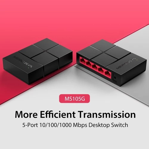 Mercusys MS105G, 5 Port, Gigabit, Yönetilemez, Masaüstü Switch - 5
