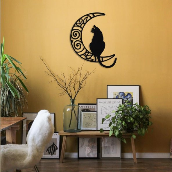 Veraart Aydaki Kedi Figürlü Duvar Dekorlu Gece Lambası 50 cm - 5