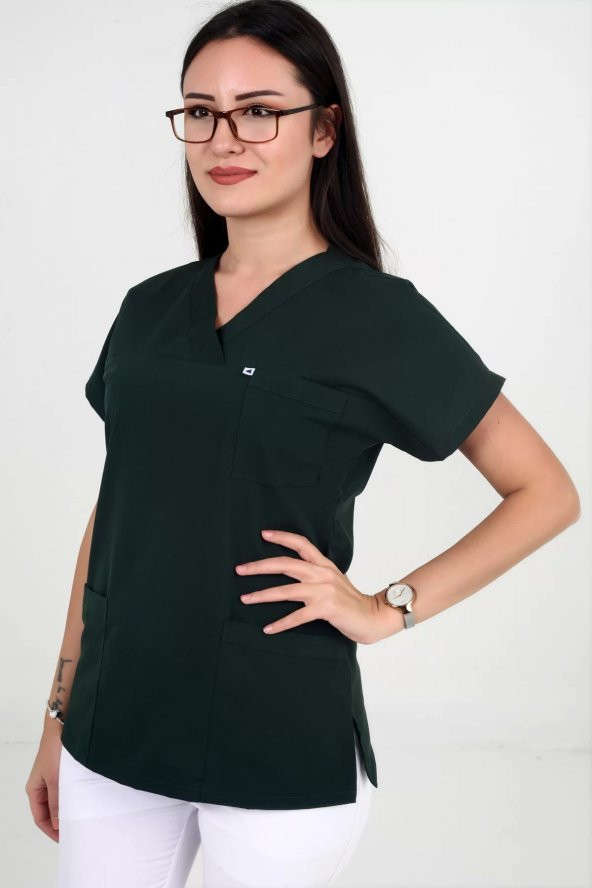 Deniz İş Kadın Linda Yarasakol Acı Yeşil Renk Scrubs Teküst - 3