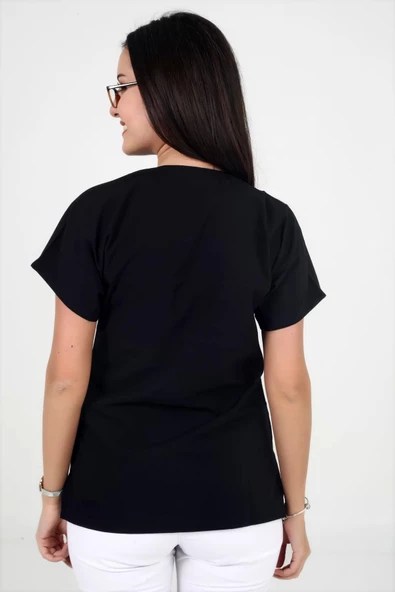 Deniz İş Kadın Likralı Yarasakol Siyah Renk Scrubs Teküst - 4