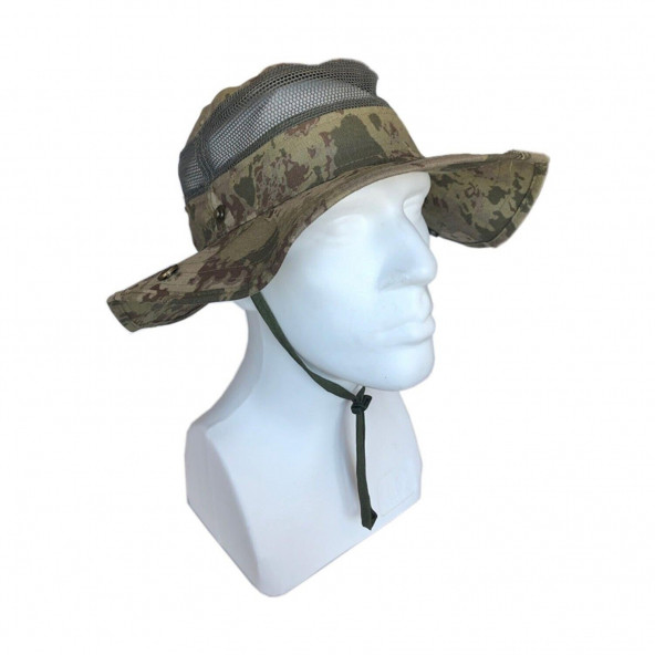 Kamuflaj Desen Yazlık Katlanabilir Safari Fötr Şapkası - 2