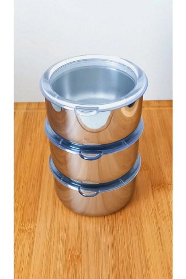 Paslanmaz Çelik Saklama Kabı 16 Cm saklama kabı yemek kabı buzdol - 2