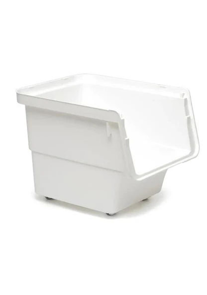 Motek Patateslik Soğanlık Tekerlekli Organizer Çok Amaçlı Saklama Kutusu 2X33 Lt Beyaz+Gri - 8