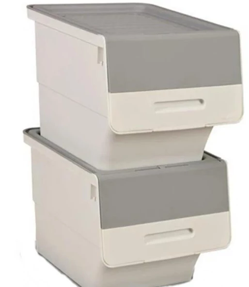 Motek Patateslik Soğanlık Tekerlekli Organizer Çok Amaçlı Saklama Kutusu 2X33 Lt Beyaz+Gri - 2