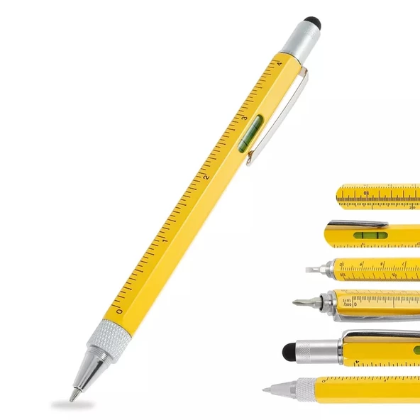 Su Terazili Cetvelli Tornavidalı Mühendis Kalemi  7 Fonksiyonlu Özel Kutusunda flyon-666 - 4