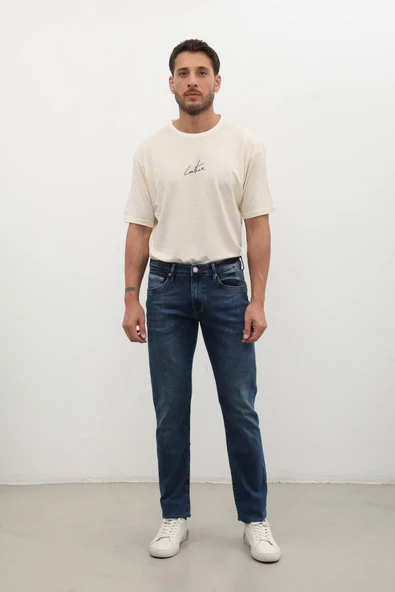 Erkek Regular Jean Pantolon Koyu Mavi - 4