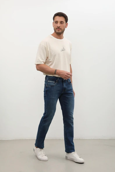 Erkek Regular Jean Pantolon Koyu Mavi - 4