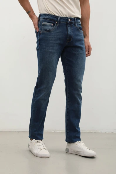 Erkek Regular Jean Pantolon Koyu Mavi - 8