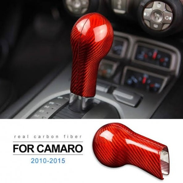 Chevrolet Camaro Karbon Fiber Vites Topuzu Torpido Düğmesi Kaplaması Kırmızı - 3