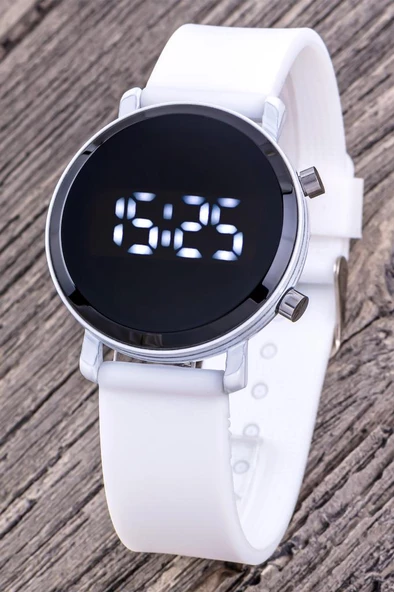Kadın Beyaz Renk Silikon Kordon Dijital Led Çocuk Yetişkin Kol Saati ST-304319 - Resim 3