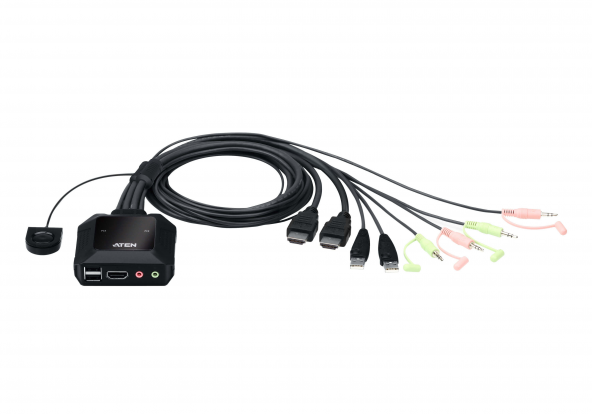 ATEN - -cs22h 2 Port USB 4K KVM (Keyboard/Video Monitor/Mouse) Switch