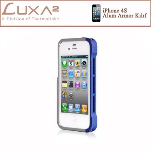 Luxa2 iPhone Alum Armor Aluminyum Kılıf-Mavi Gümüş LHA0074-A
