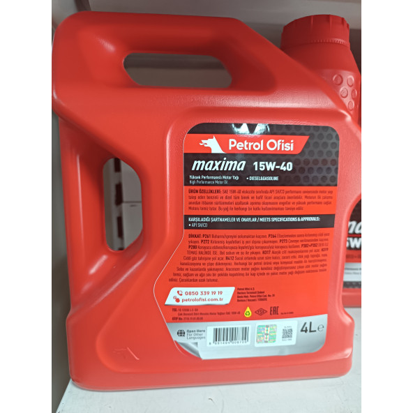 Petrol Ofisi Maxima 15w-40 4 lt Motor yağı 2024 üretim - 2