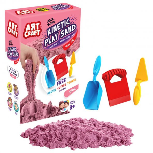 Art Craft Aksesuarlı Kinetik Oyun Kumu 1000 gr PEMBE