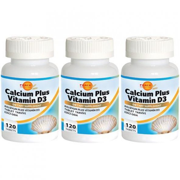 Force Nutrition Calcium Plus 3x120 Tablet Vitamin D3 Vitamini Kalsiyum